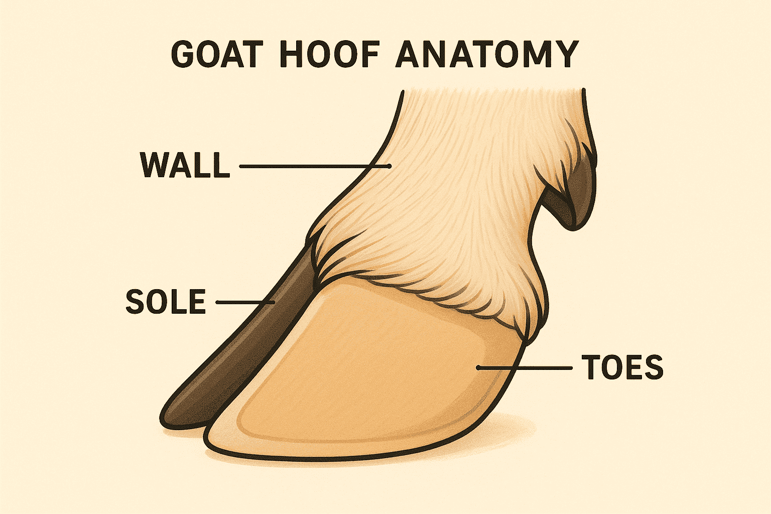 Goat hoof anatomy diagram for understanding trimming in Australian goat farming.